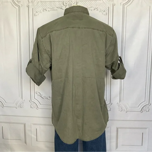 Clearwater Outfitters Mens Olive Khaki Green Long Sleeve Outdoorsman Casual Top - Picture 4 of 10